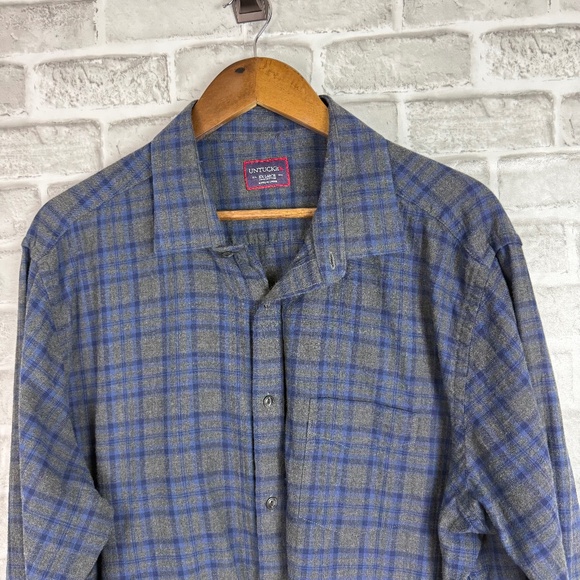 UNTUCKit Macari Navy & Gray Plaid Casual LS Button Up Flannel Shirt Mens 2XL - Picture 1 of 8